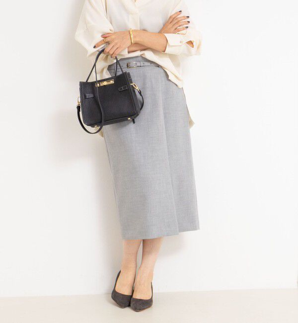 NOLLEY'S sophi「ウォッシャブルベルト付きラップ風タイトスカート」|タイト|