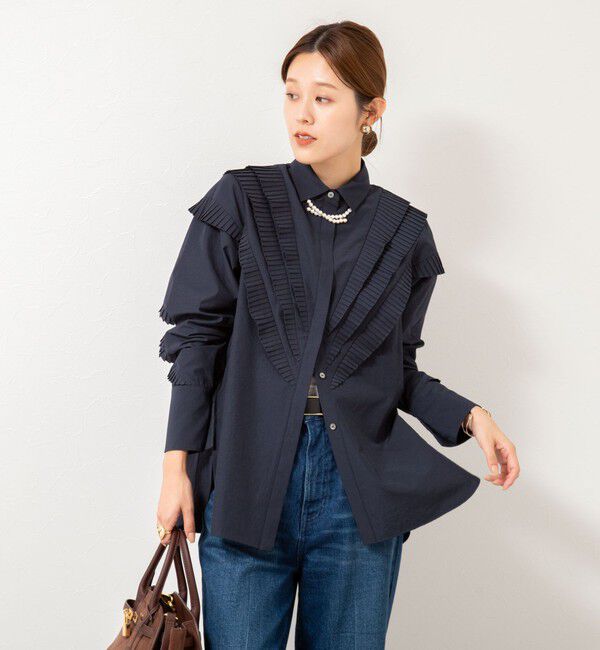 NOLLEY'S「【MARILYN MOON/マリリーンムーン】Vタックフリルブラウス」|シャツ・ブラウス|