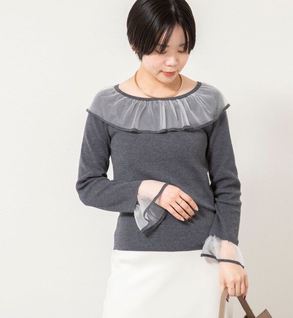 NOLLEY'S sophi「《手洗い可能》シアーフリル総針プルオーバー」|ニット・セーター|