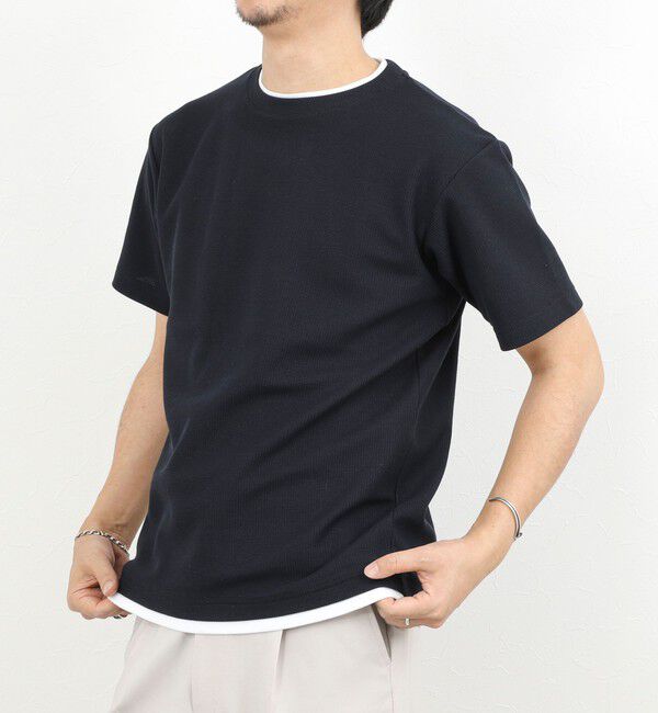 NOLLEY'S goodman「ケーブルニットダブルカラーTee 26SS」|Tシャツ・カットソー|ネイビー