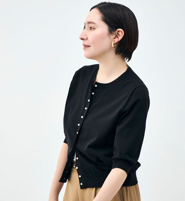 NOLLEY'S「《手洗い可能》コットンテックス6分袖カーディガン」|カーディガン|