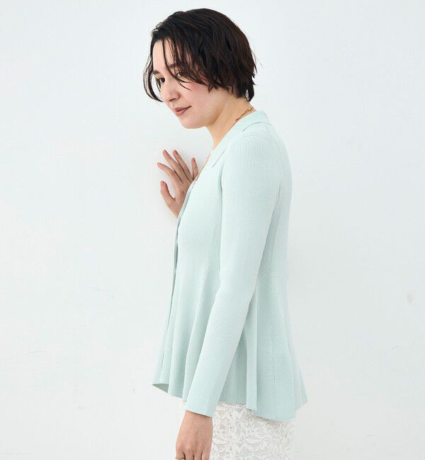 NOLLEY'S sophi「《手洗い可能》リブフレアスキッパーポロ襟カーディガン」|カーディガン|