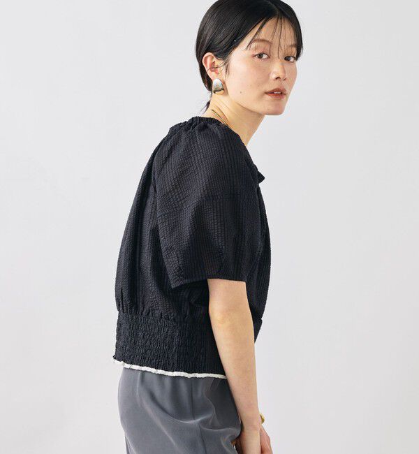 NOLLEY'S「ウォッシャブル袖ボリュームサッカーブラウス」|シャツ・ブラウス|