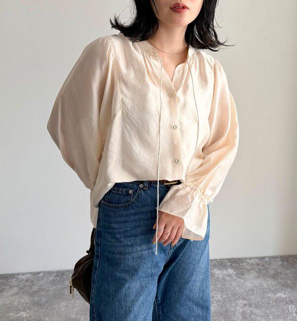 fredy emue「シャイニーシアー2WAYギャザーブラウス」|シャツ・ブラウス|