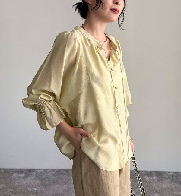 fredy emue「シャイニーシアー2WAYギャザーブラウス」|シャツ・ブラウス|