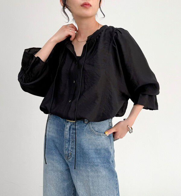fredy emue「シャイニーシアー2WAYギャザーブラウス」|シャツ・ブラウス|