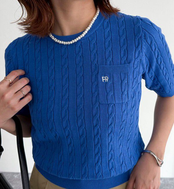 fredy emue「FR刺繍ケーブル柄ポケ付きプルオーバー」|ニット・セーター|