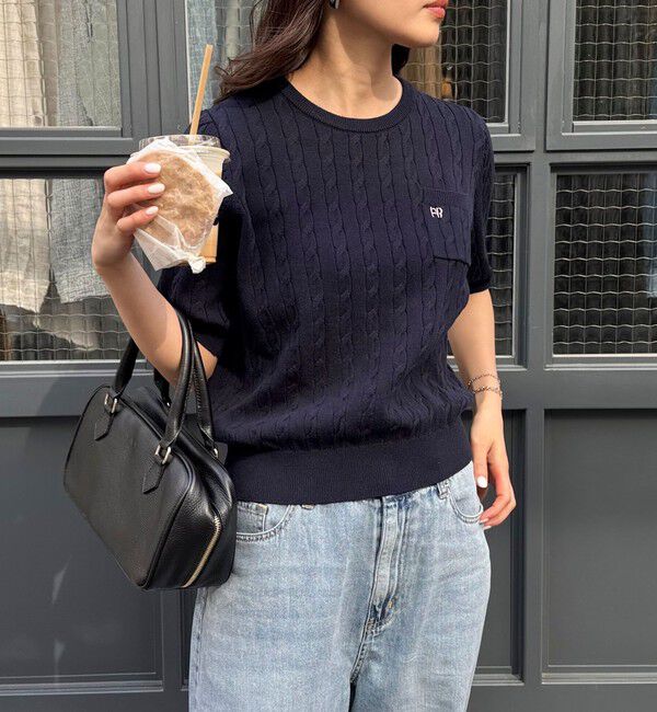 fredy emue「FR刺繍ケーブル柄ポケ付きプルオーバー」|ニット・セーター|