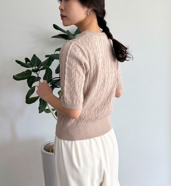 fredy emue「FR刺繍ケーブル柄半袖カーディガン」|カーディガン|