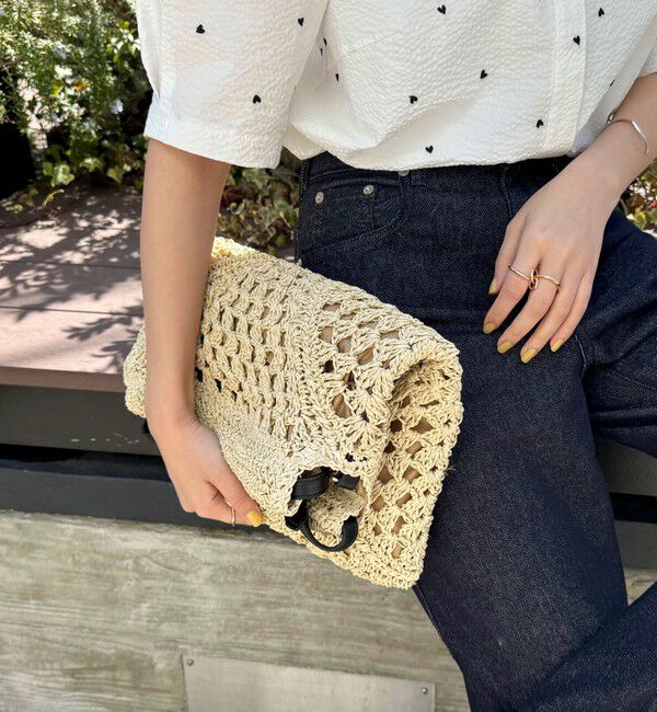 fredy emue「異素材ハンドルペーパートート＆ショルダーバッグ」|かごバッグ|ベージュ