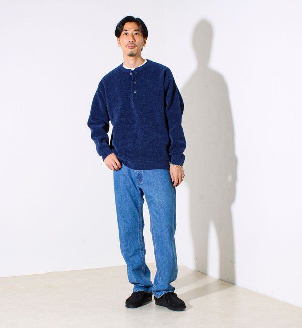 GLOSTER「【昨年人気アイテム再登場！チクチクしないニット】モールバックボーダー ヘンリーネックニット」|ニット・セーター|