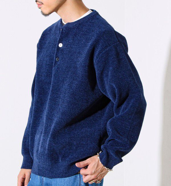 GLOSTER「【昨年人気アイテム再登場！チクチクしないニット】モールバックボーダー ヘンリーネックニット」|ニット・セーター|