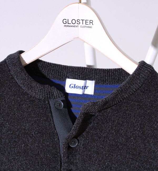 GLOSTER「【昨年人気アイテム再登場！チクチクしないニット】モールバックボーダー ヘンリーネックニット」|ニット・セーター|