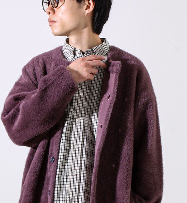 GLOSTER「モヘヤライク シャギークルーネックカーディガン」|カーディガン|