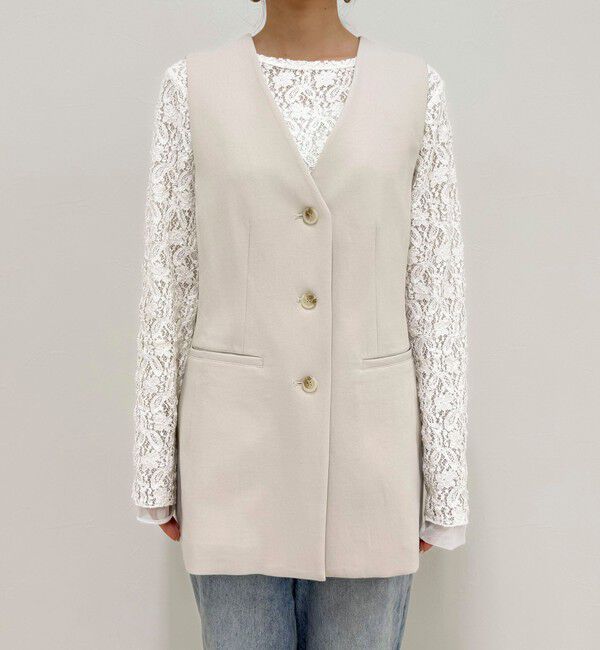 fredy emue「【セットアップ対応】パウダリーツイルベルト付きジレ」|ベスト・ジレ|