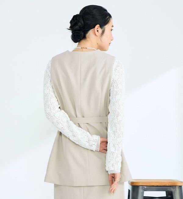 fredy emue「【セットアップ対応】パウダリーツイルベルト付きジレ」|ベスト・ジレ|