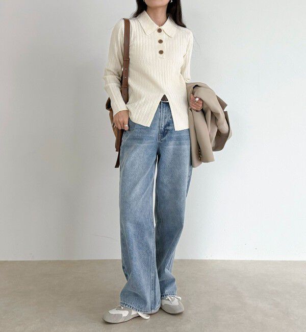 fredy emue「センタースリット衿付きプルオーバー」|ニット・セーター|