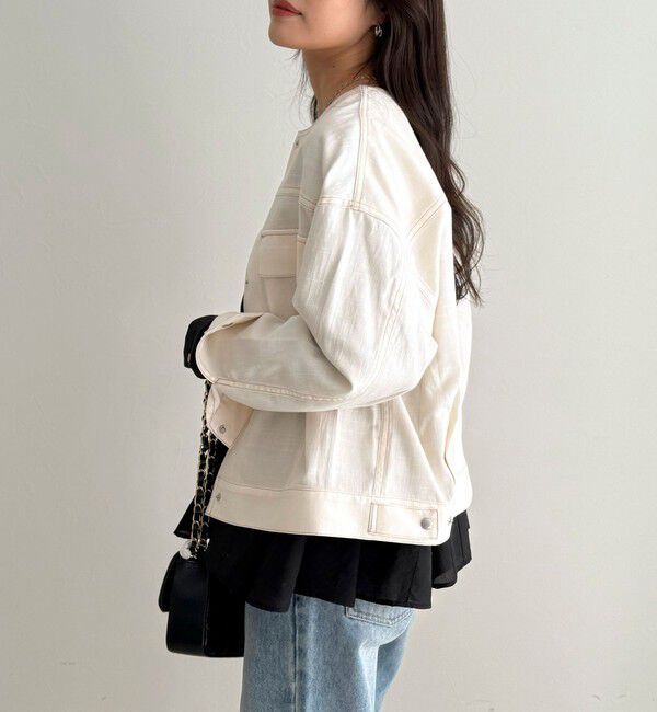 fredy emue「ニュアンスデニムノーカラージャケット」|ノーカラージャケット|