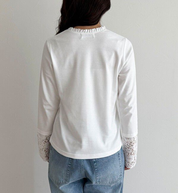 fredy emue「【1枚でもレイヤードでも◎】レーススリーブ衿フリルロンTシャツ」|Tシャツ・カットソー|
