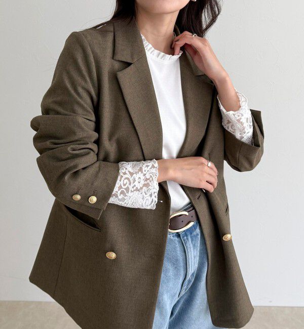 fredy emue「【1枚でもレイヤードでも◎】レーススリーブ衿フリルロンTシャツ」|Tシャツ・カットソー|