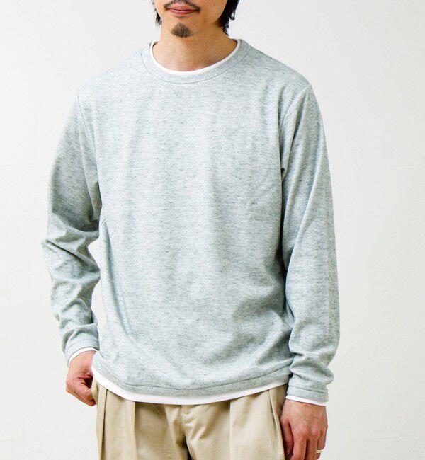 GLOSTER「メランジ微起毛スムース フェイクレイヤード ロンT」|Tシャツ・カットソー|