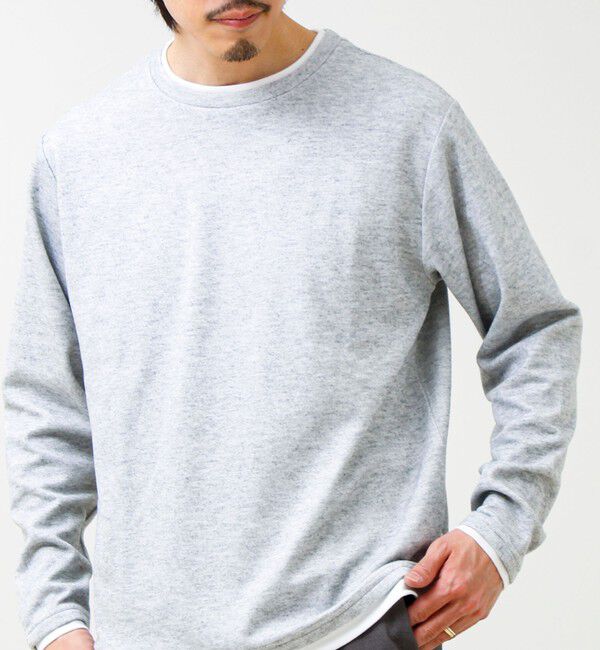 GLOSTER「メランジ微起毛スムース フェイクレイヤード ロンT」|Tシャツ・カットソー|