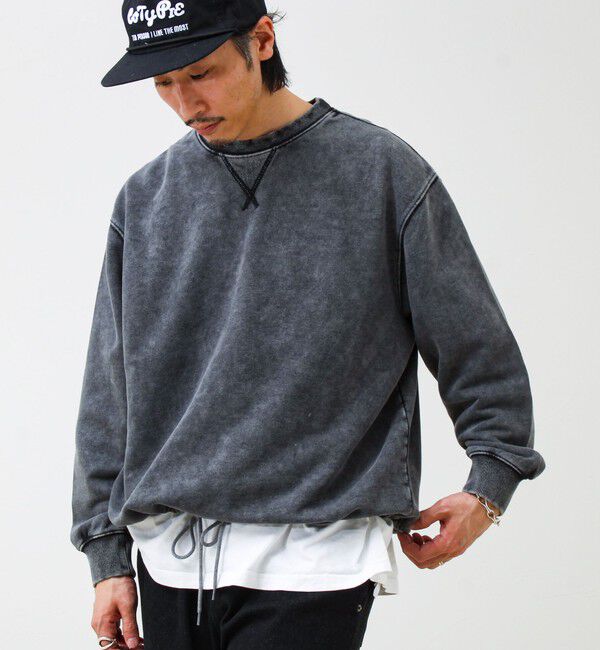 GLOSTER「カラフルスノーパウダー 裏毛プルオーバースウェット」|スウェット・ジャージ|ブラック