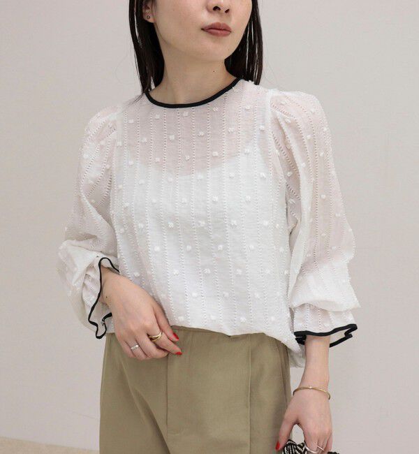 fredy emue「【大人気シリーズの最新作】バック釦配色ギャザーブラウス」|シャツ・ブラウス|