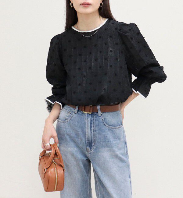 fredy emue「【大人気シリーズの最新作】バック釦配色ギャザーブラウス」|シャツ・ブラウス|