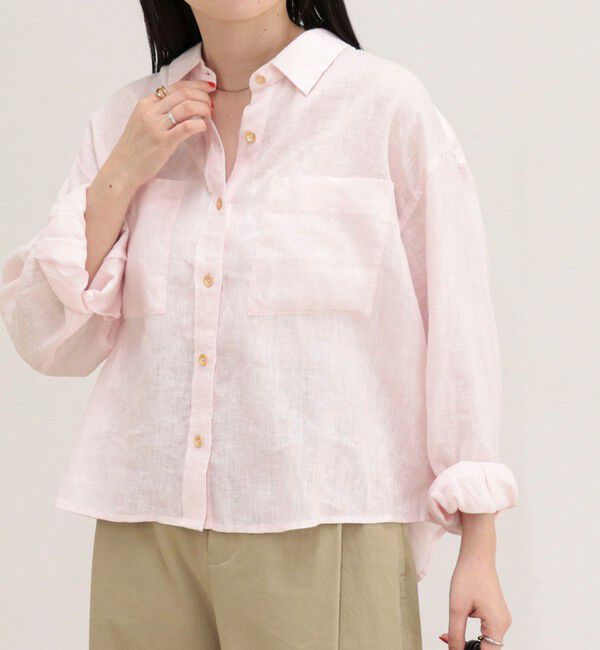 fredy emue「LINEN100 クロップドシャツ」|シャツ・ブラウス|ベビーピンク