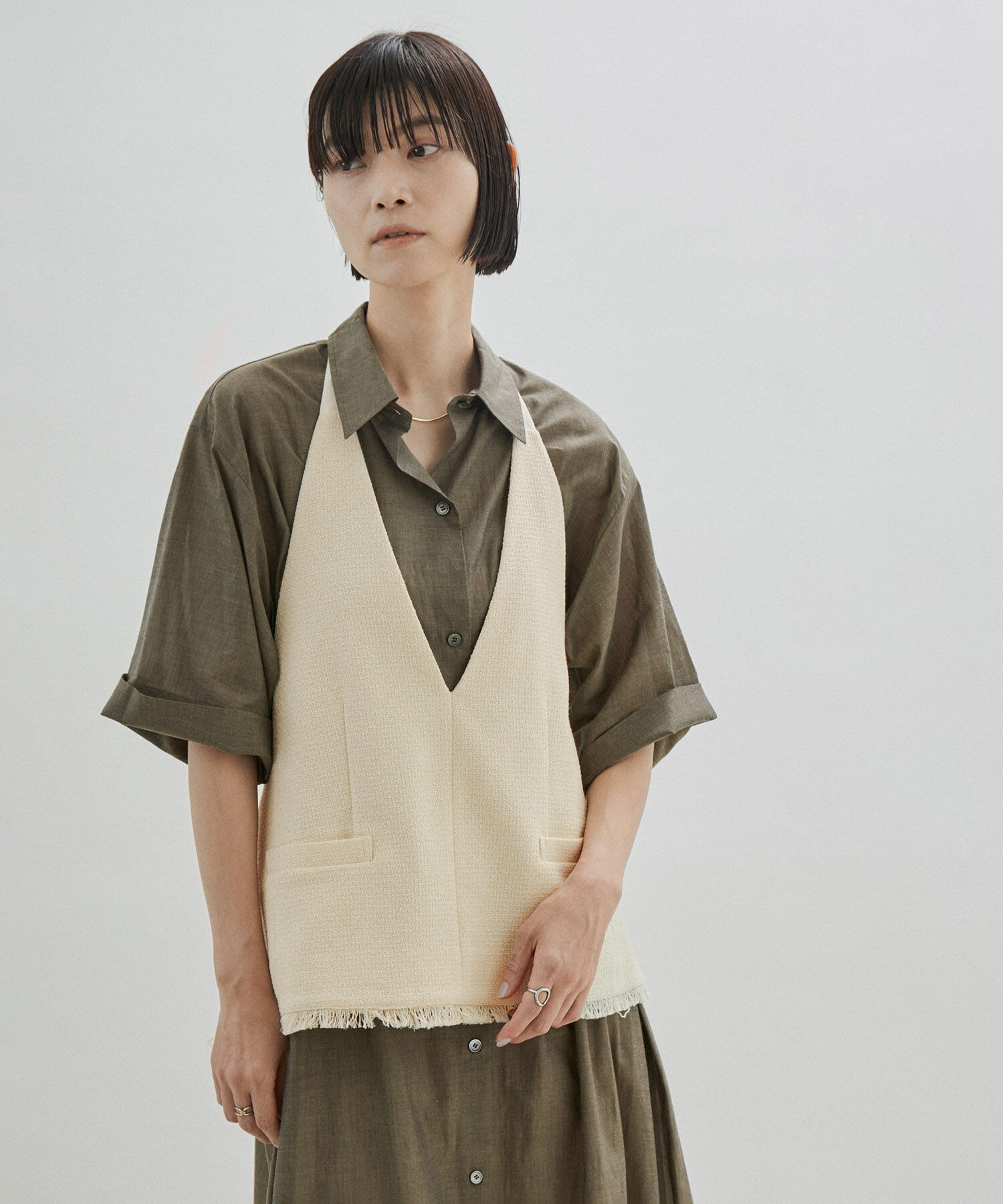 SALON adam et rope'「【サステナブル】ツイードジレ/ベスト」|ベスト・ジレ|