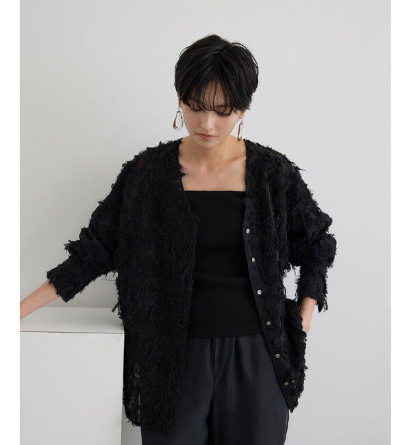 SALON adam et rope'「モチーフカットジャガードブラウス」|シャツ・ブラウス|ブラック(01)