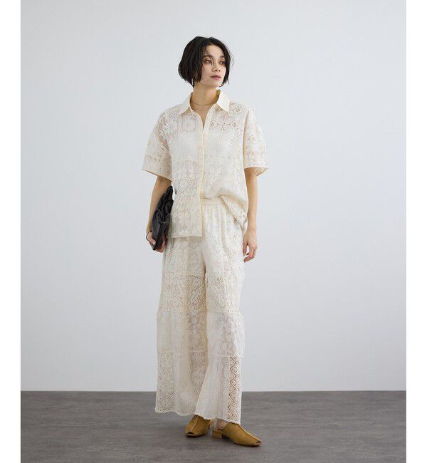 SALON adam et rope'「【WEB限定】パッチワークレースパンツ / セットアップ対応」|チノ|