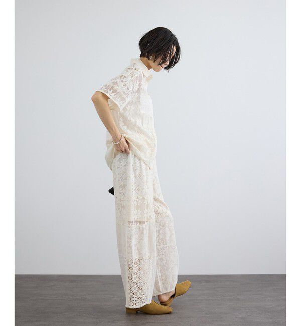 SALON adam et rope'「【WEB限定】パッチワークレースパンツ / セットアップ対応」|チノ|