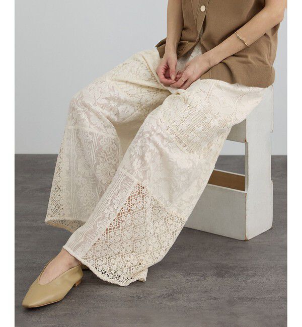 SALON adam et rope'「【WEB限定】パッチワークレースパンツ / セットアップ対応」|チノ|オフホワイト(15)