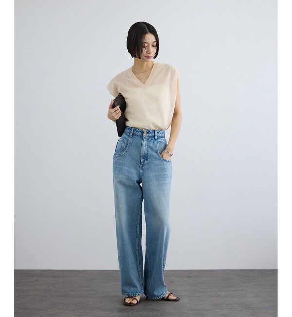 SALON adam et rope'「コットンリネンシアーVネックベスト」|ベスト・ジレ|