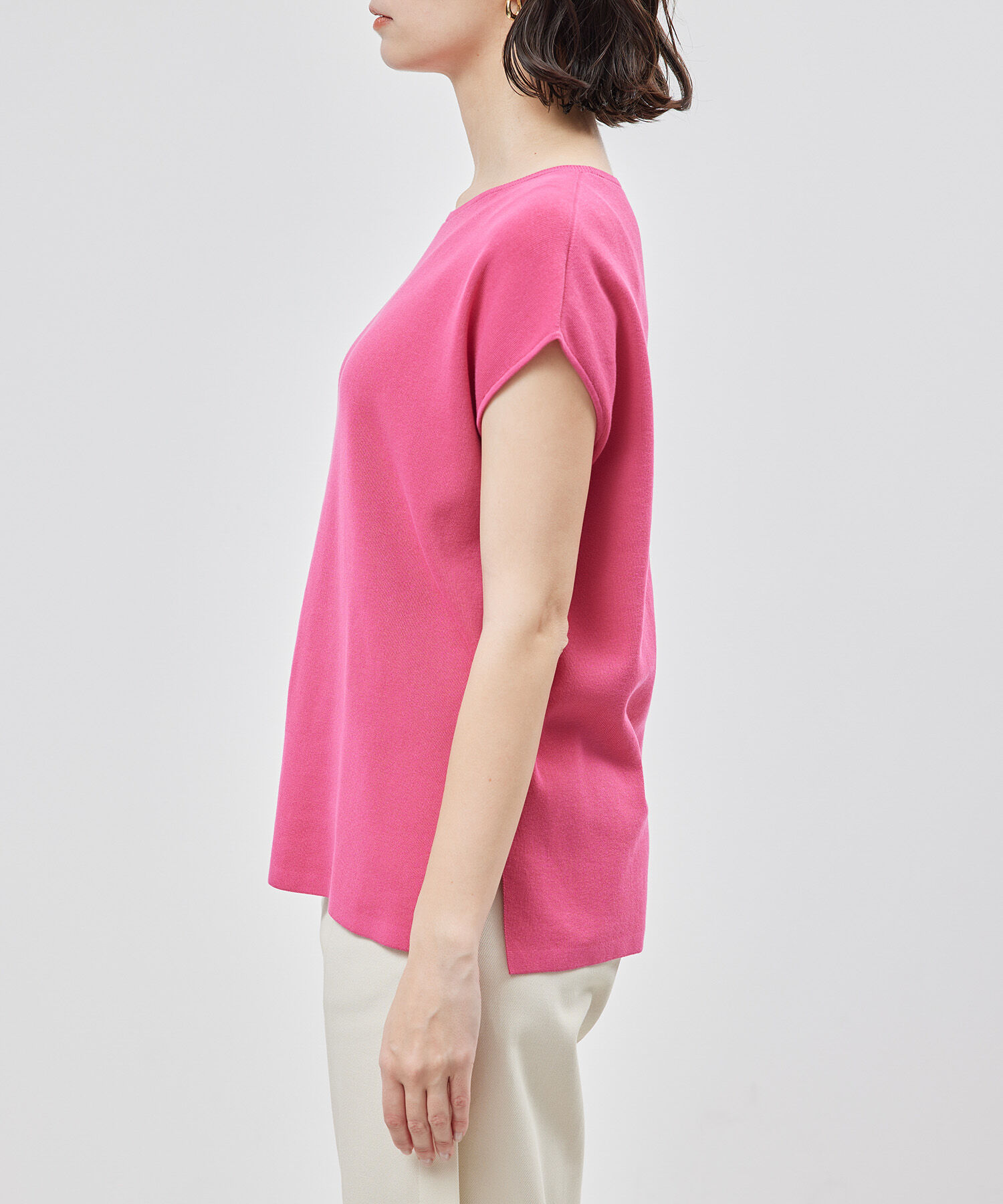 ROPE「【洗える】【接触冷感】ICE COTTONアームレットニットトップス【雑誌/メディア掲載】」|ニット・セーター|