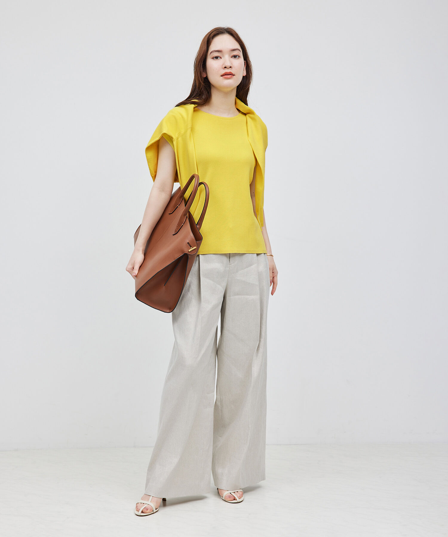 ROPE「【洗える】【接触冷感】ICE COTTONアームレットニットトップス【雑誌/メディア掲載】」|ニット・セーター|