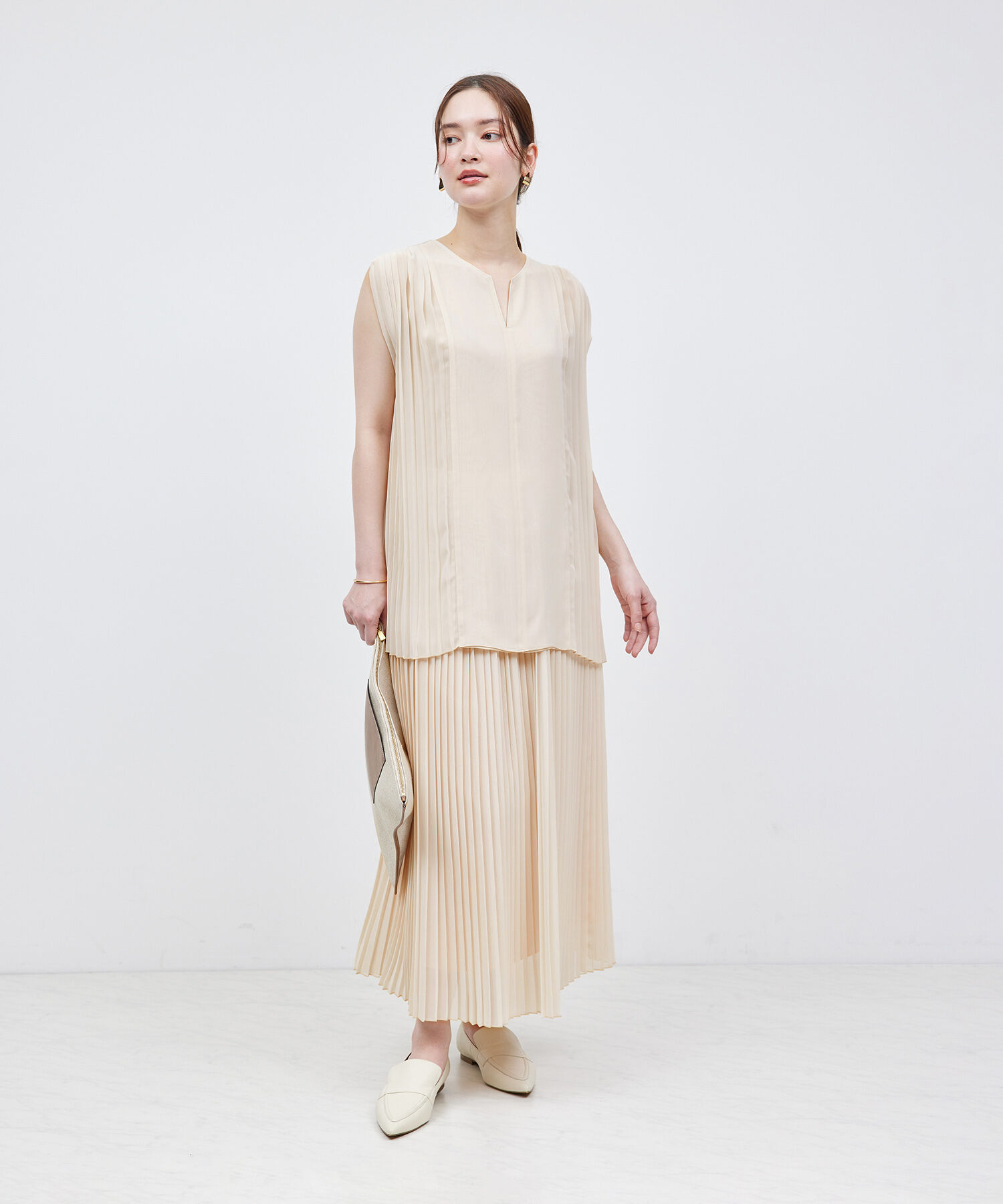 ROPE「プリーツスカート（バイカラー/無地）【メディア掲載】」|スカート|