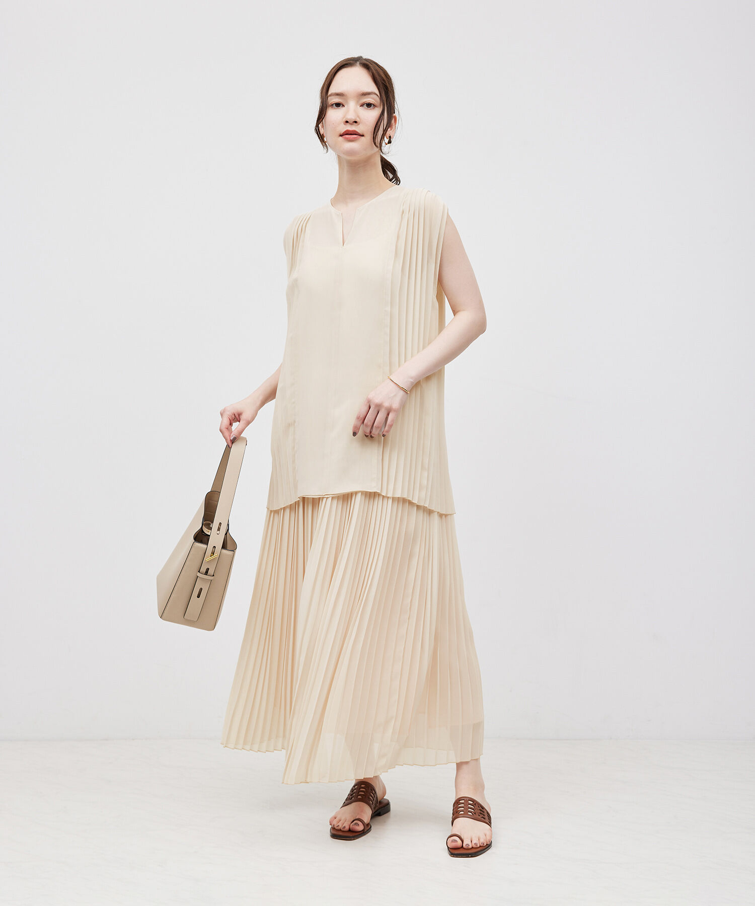 ROPE「プリーツスカート（バイカラー/無地）【メディア掲載】」|スカート|