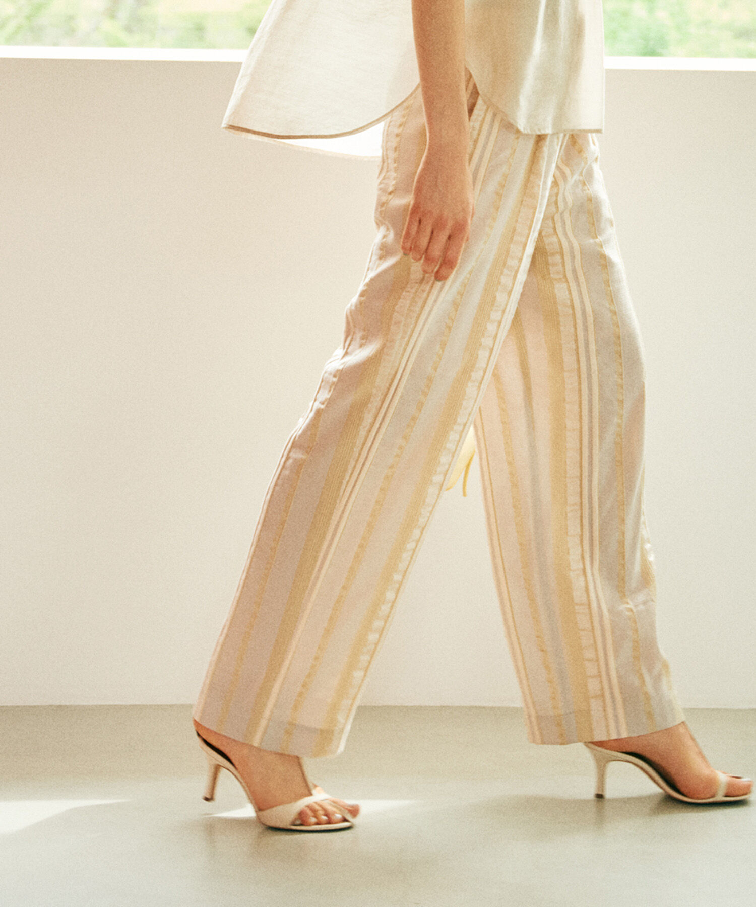 ROPE「ジャガードストライプリラックスパンツ」|その他|ベージュ(27)