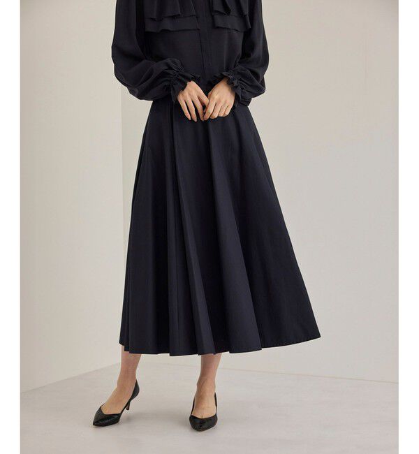 ROPE「【洗える】ドライコットンフォルムフレアスカート/セレモニー・通勤対応」|スカート|ネイビー(40)