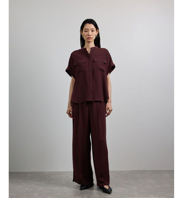 ROPE「【洗える・カセット服】バックサテンフラップブラウス/お仕事・通勤・セットアップ対応【ドラマ着用】」|シャツ・ブラウス|