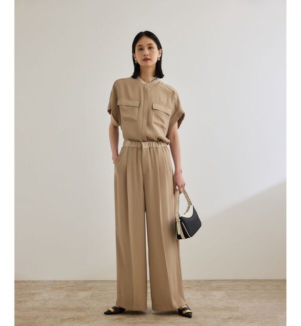 ROPE「【洗える・カセット服】バックサテンフラップブラウス/お仕事・通勤・セットアップ対応【ドラマ着用】」|シャツ・ブラウス|