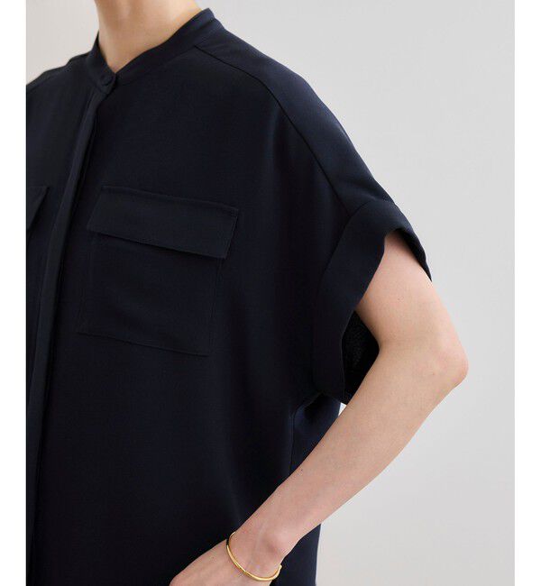 ROPE「【洗える・カセット服】バックサテンフラップブラウス/お仕事・通勤・セットアップ対応【ドラマ着用】」|シャツ・ブラウス|