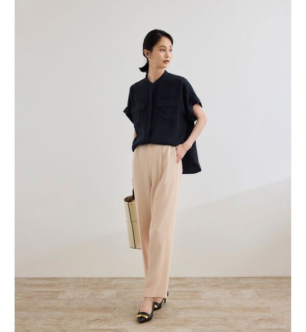 ROPE「【洗える・カセット服】バックサテンフラップブラウス/お仕事・通勤・セットアップ対応【ドラマ着用】」|シャツ・ブラウス|