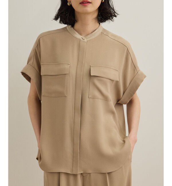 ROPE「【洗える・カセット服】バックサテンフラップブラウス/お仕事・通勤・セットアップ対応【ドラマ着用】」|シャツ・ブラウス|