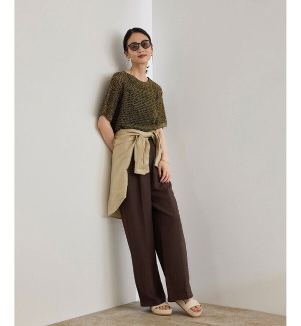 ROPE「レーヨンリネン センタープレスパンツ【セットアップジャケット・ワンピース対応】」|チノ|