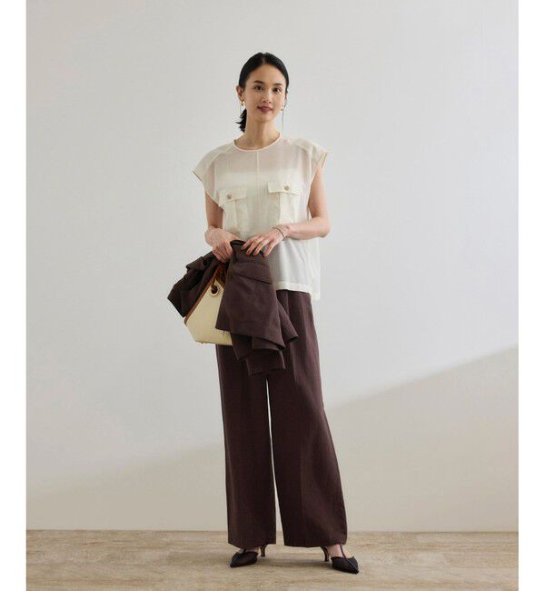 ROPE「レーヨンリネン センタープレスパンツ【セットアップジャケット・ワンピース対応】」|チノ|