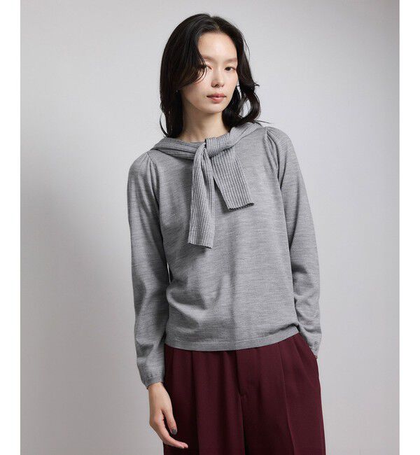 ROPE「袖ギャザークルーネックニットプルオーバー/イージーケア」|ニット・セーター|